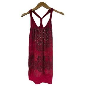 Vintage Y2K‎ Style Vanity Red Burgundy Banded Embellished Tank Top Womens M